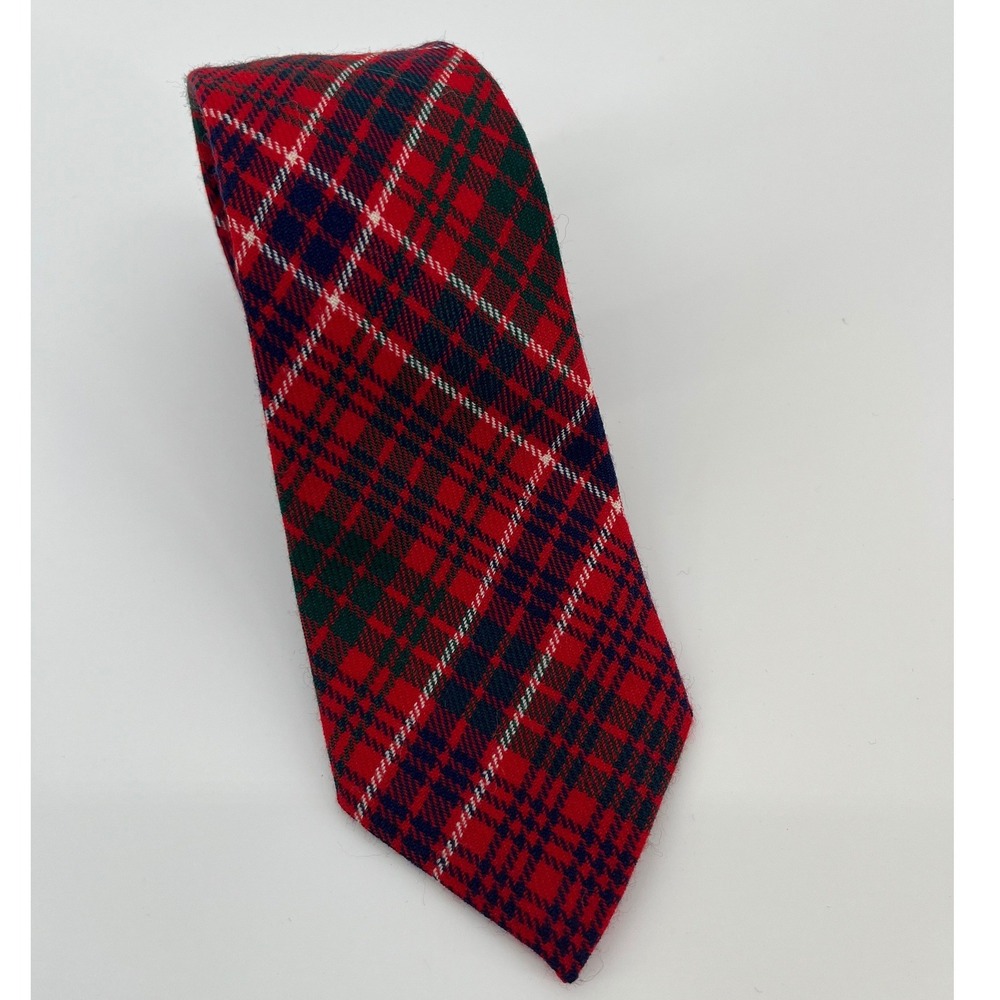 Lochcarron Necktie Mens OS Red MacRae Tartan Plaid Pure New Wool Scotland